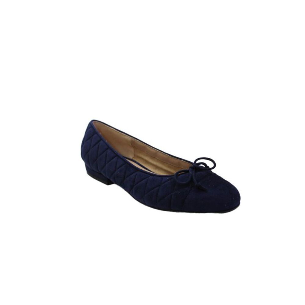 Cristina Millotti Womens Suede Quilted Bow Accent 4083 Ballet Flats Blue Size 7